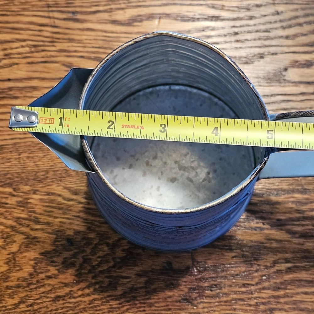 French Country Galvanized Metal Pitcher Lyon 1957 Rustic Farmhouse Decor 8in - Picture 6 of 6